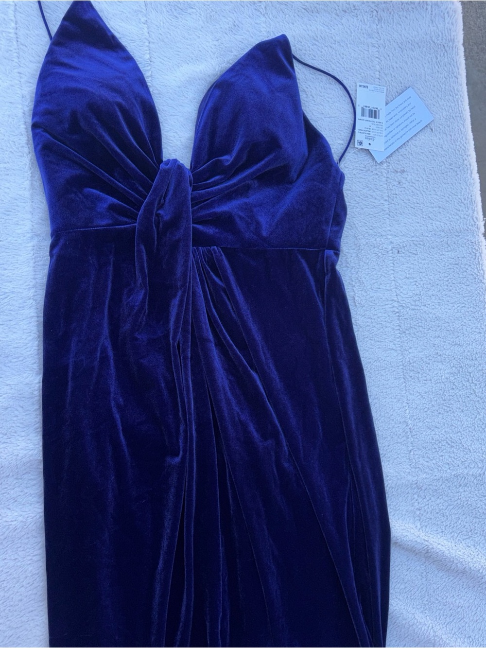 Aidan Mattox Royal Blue Velvet Plunging Maxi Gown - Picture 2 of 13